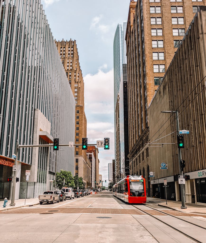 Metro in downtown Houston against skyline